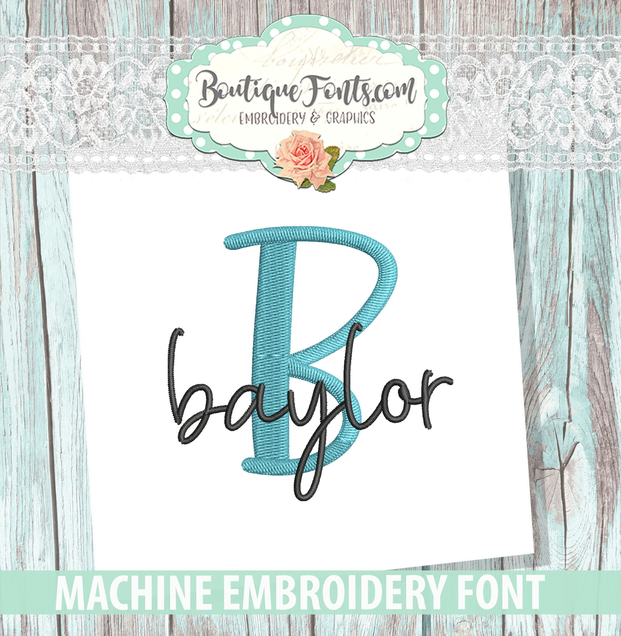 Fonts :: Embroidery Fonts :: Baylor Stacked Font